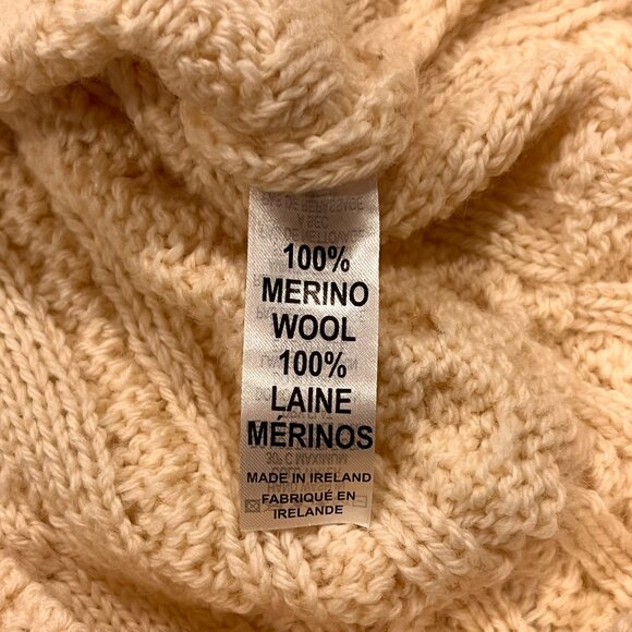 Aran Mor Ireland Zip Front Wool Cardigan, Natural, L - Picture 4 of 7